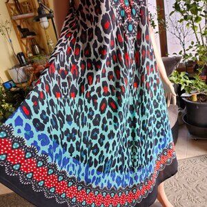 High-Low Leopard Print SEVEN ISLANDS Summer Dress/Cover Up, One Size